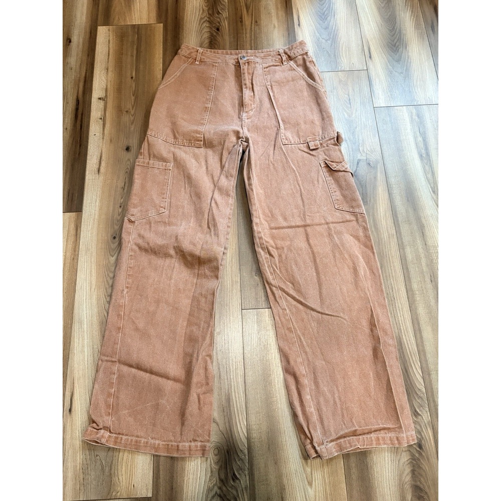 Altered State Weathered Carpenter Style Jeans Wide Leg Rust Brown Women's Medium